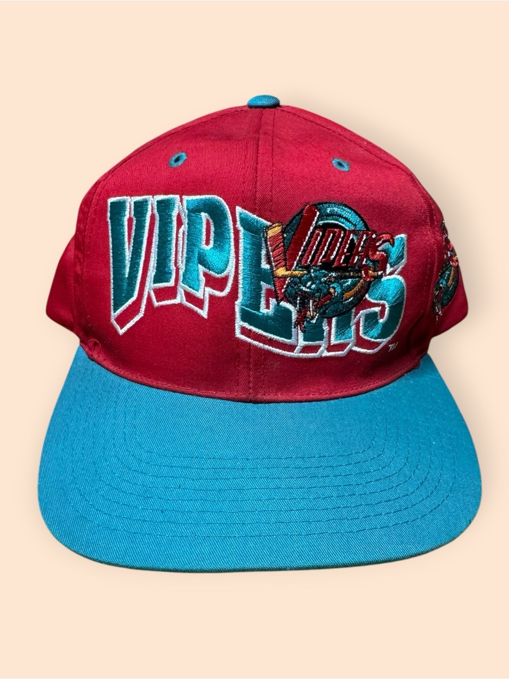 Vintage 1990s Detroit Vipers SnapBack Hat Rare Hockey Vtg 90s